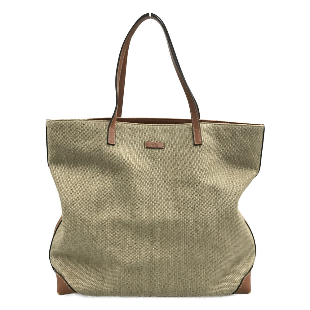 Gucci Beige Brown Hemp Tote Shoulder Bag